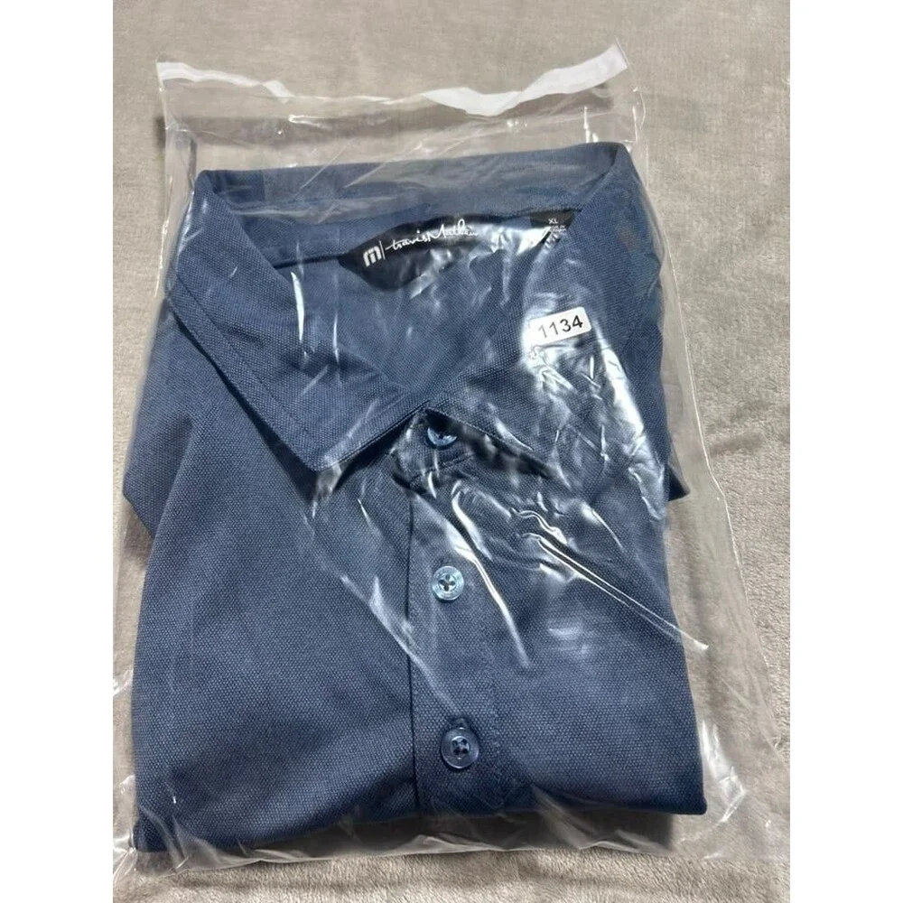 Travis Mathew Polo Shirt Men Extra Large XL Blue Gray Golf Performance Casual